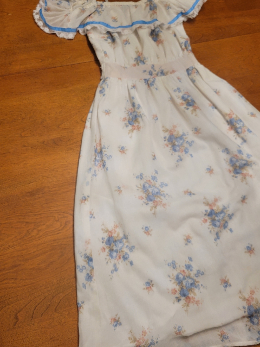 Vintage 70s Style Floral Off-Shoulder Midi Dress With Straps XXS-XS Cottagecore - Picture 2 of 16